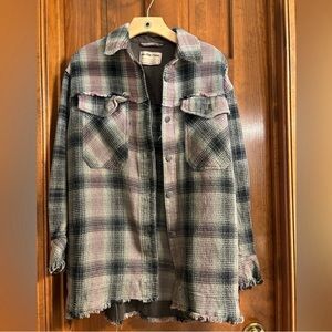 Free People We The Free ombré plaid shirt jacket.